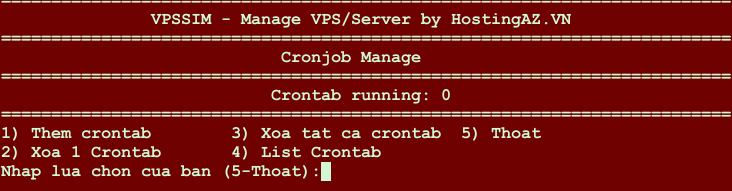Quản lý Crontab Menu