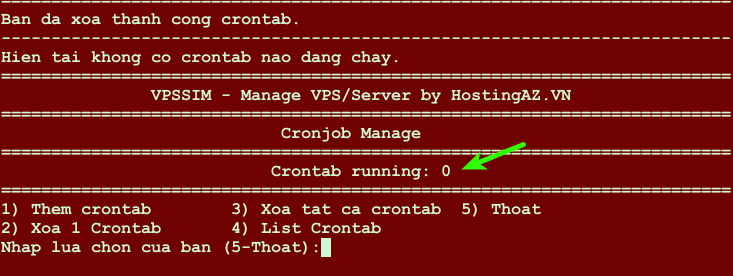 Xóa Crontab thành công 