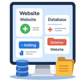 Thêm & Xóa website, database đơn giản với chức năng có sẵn.