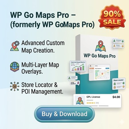 Buy WP Go Maps Pro – (formerly WP Google Maps Pro) Sale 90% (6/2026)